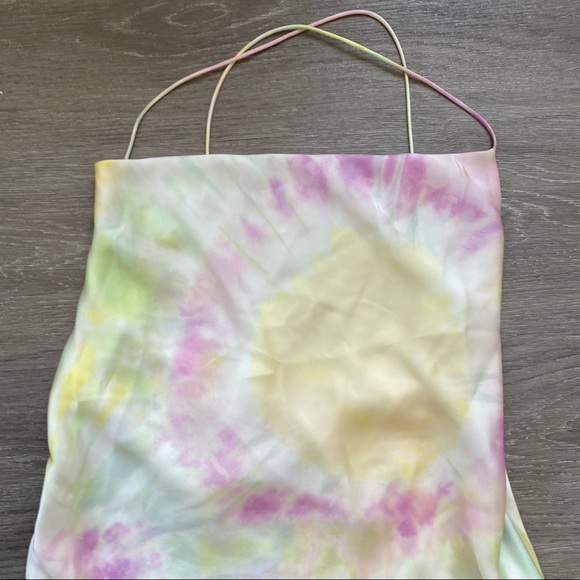 Zara Printed Satin Tie Dye Mini Dress Slip - Picture 15 of 16